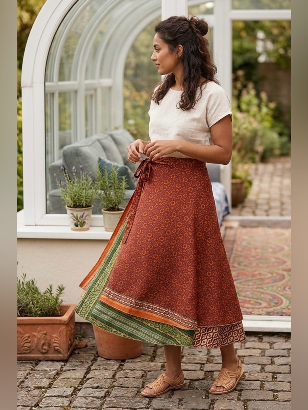 Boho reversible Wrap skirt one size